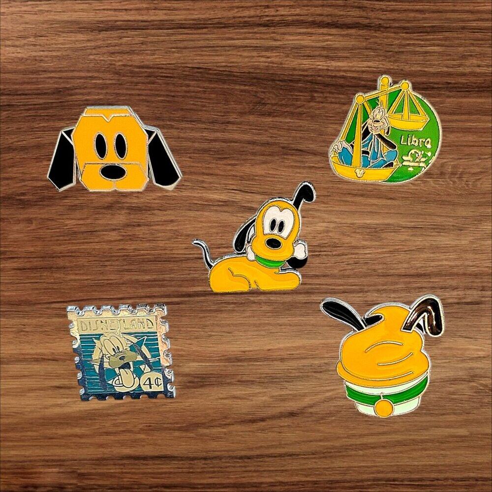 5 Pluto Disney Parks Trading Pins, Plus 2 Bonus Pins
